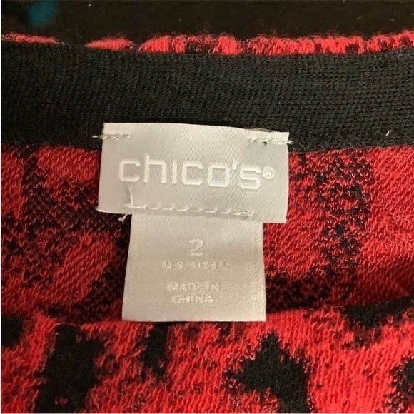 New with Tags -
Chico's Red and Black Animal Print Crew Neck Sweater - Picture 5 of 8